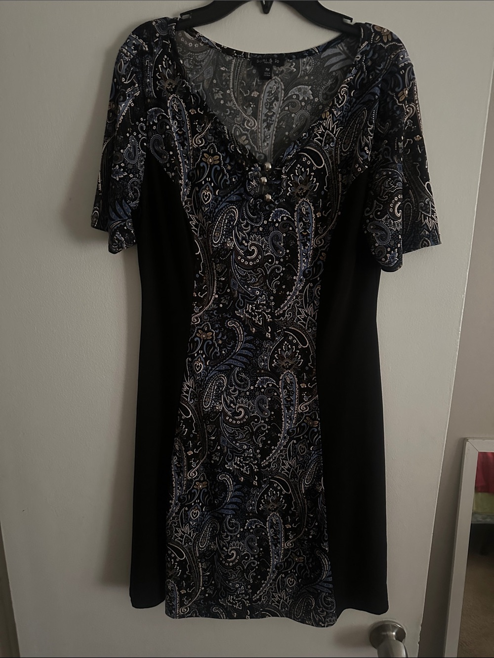 Sami & Jo Black Dress with Blue Paisley Panel